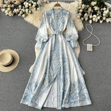A line Long Sleeves White Floral Holiday Dresses Women's Dress SD1285 HZ0628